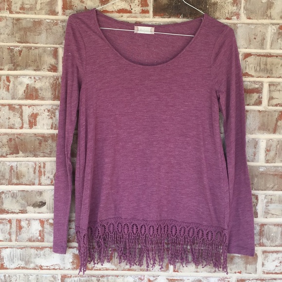 Altar'd State Tops - Altar’d State SOFT Mauve Boho Lace Tassel Tunic